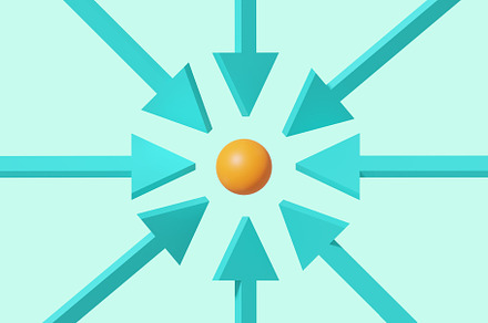 Multiple arrows pointing to a sphere