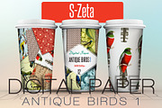 Digital paper antique birds 1, a Pattern Graphic by JAY MID IMAGE (Thumbnail 2 of 5)