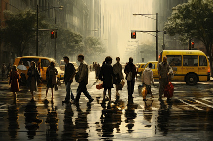 People walking in a wet street durin, a Photo by Iftikhar Alam