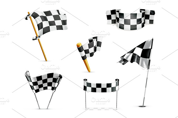 Racing Checkered Flags Vector Icons