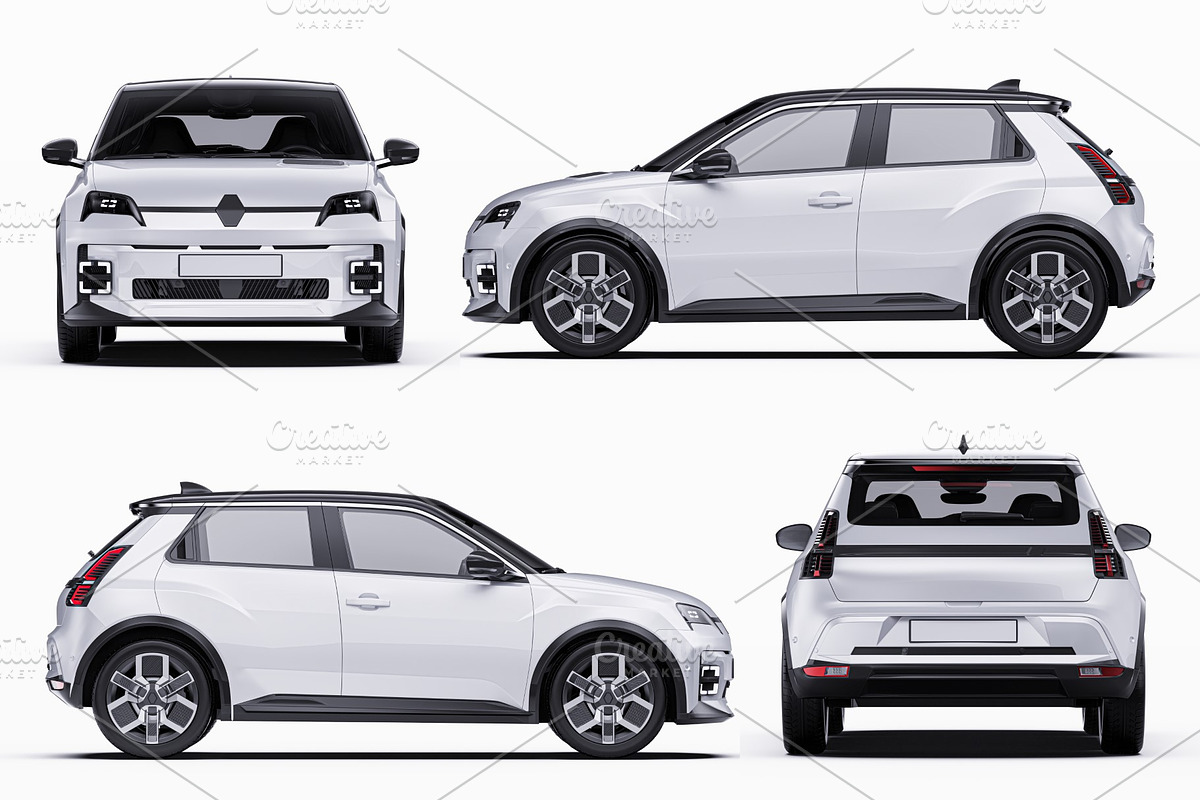 Retro Electric Hatchback Mockup Set, an Advertising Mockup by Halal Graphic Studio (Photo 14 of 16)