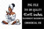Black Girl Spa Day Watercolor PNG, an Illustration by Designking (Thumbnail 4 of 5)