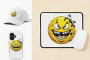 Evil Smileys Face. TShirt Sticker., a Decorative Illustration by KENO Mascots (Thumbnail 4 of 6)