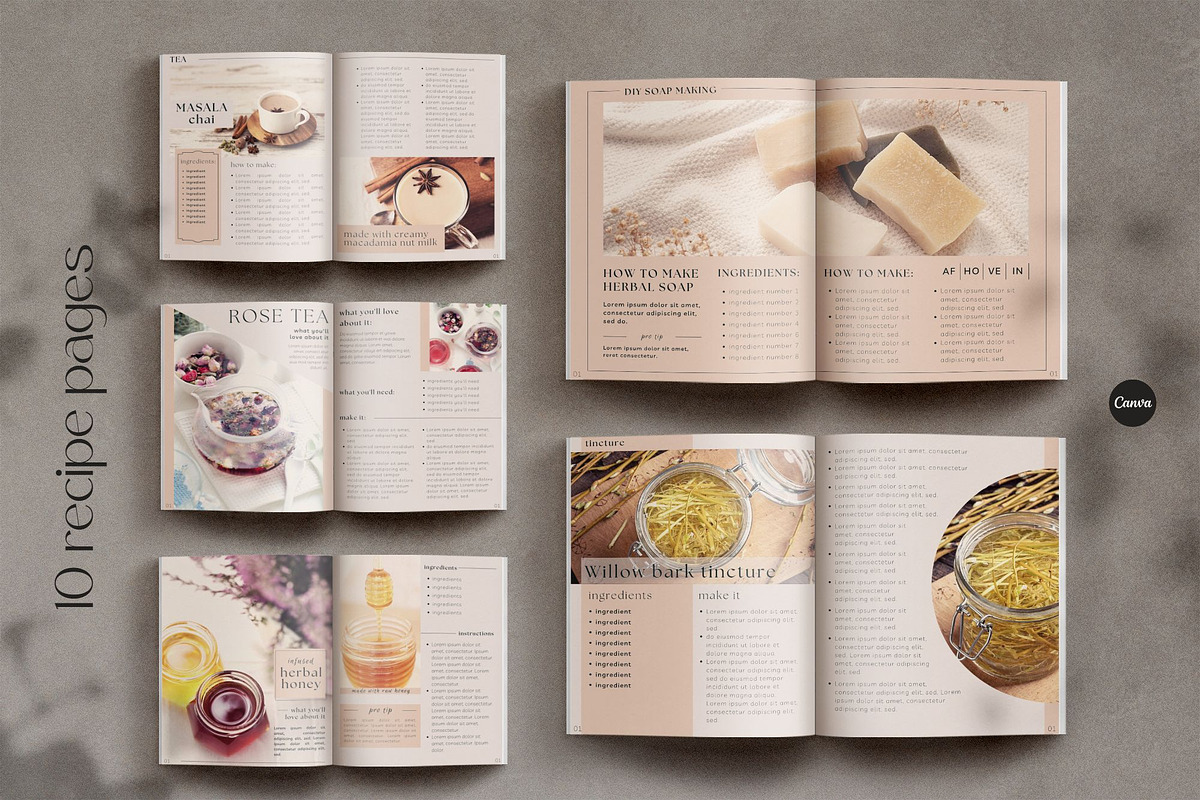 Canva Herbalist Recipe Book Template, a Marketing Template by Made by Melody (Photo 6 of 17)