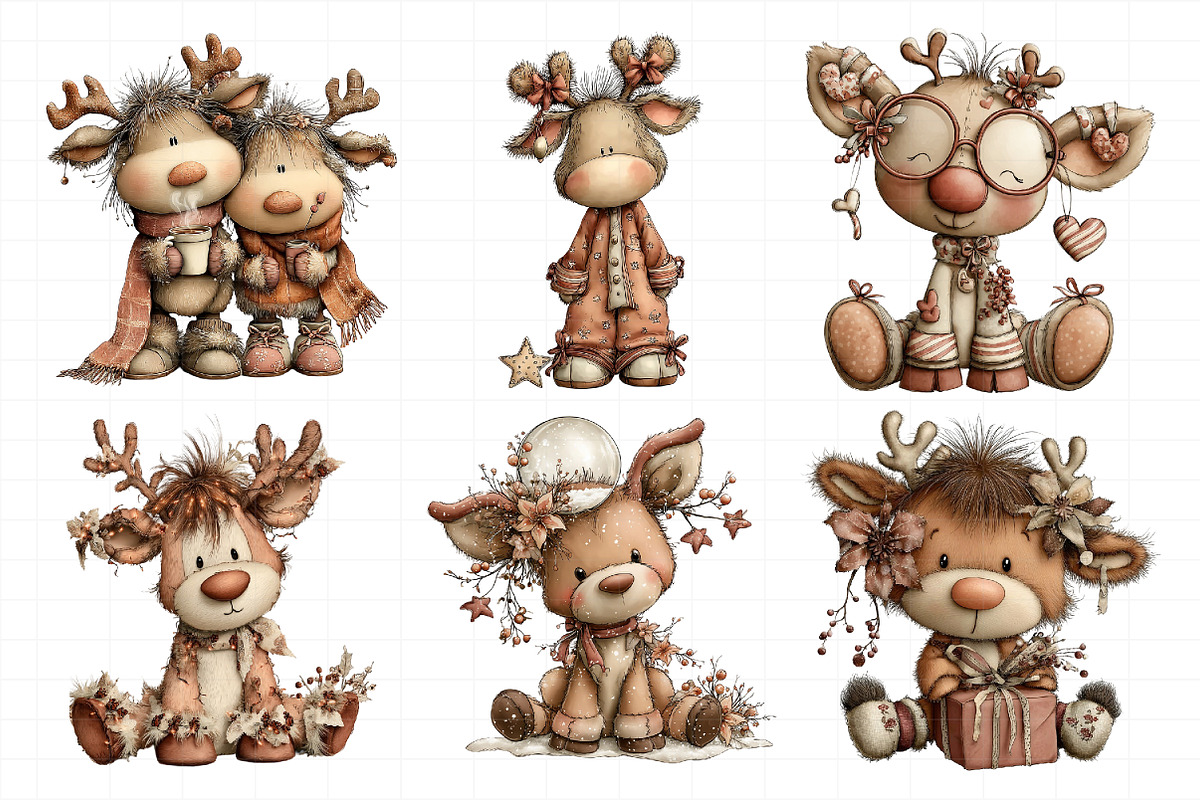 Quirky Christmas Reindeer Clipart, an Illustration by Daily.Designs (Photo 5 of 5)