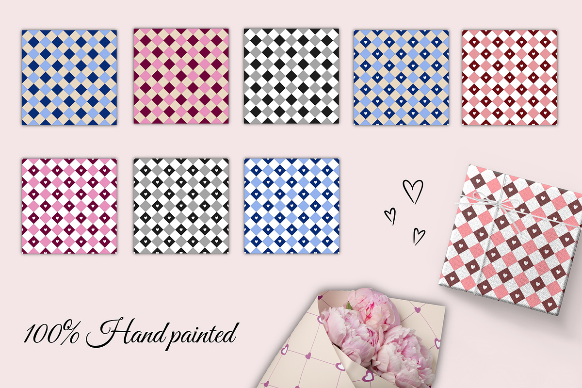 Tender Hearts Seamless Pattern Set, a Pattern Graphic by ZabolotnaArt (Photo 4 of 6)