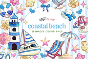 Coastal Beach Clipart, a Decorative Illustration by TheClipAtelier (Thumbnail 1 of 3)