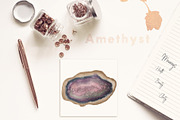 Mauve Gemstones Watercolor Clipart, an Illustration by ColorfulNest (Thumbnail 2 of 11)