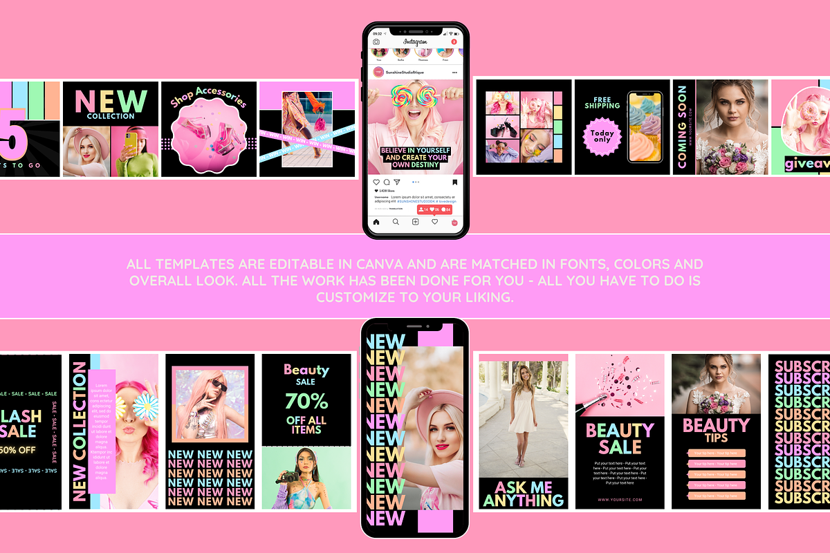 Pastel Neon Instagram Templates, a Social Media Template by SunshineStudioBoutique (Photo 10 of 10)