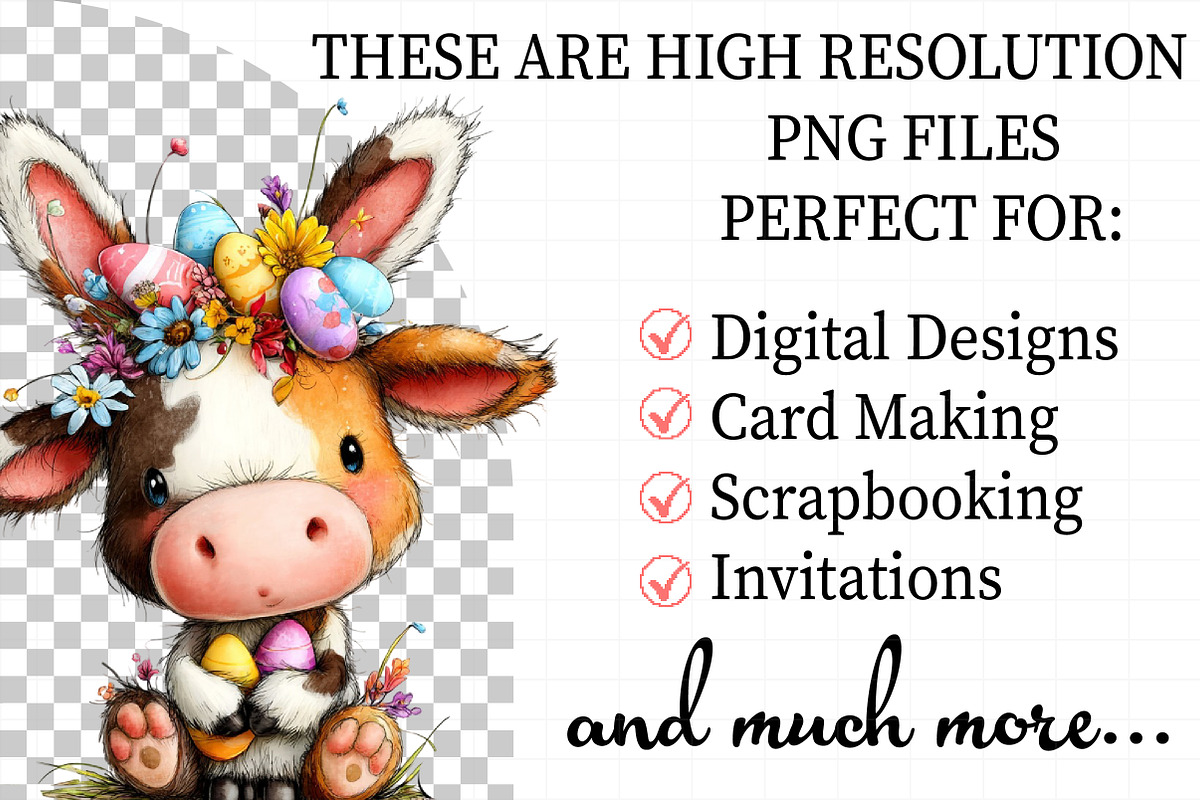 Watercolor Easter Funny Cow Clipart, an Illustration by Daily.Designs (Photo 2 of 7)