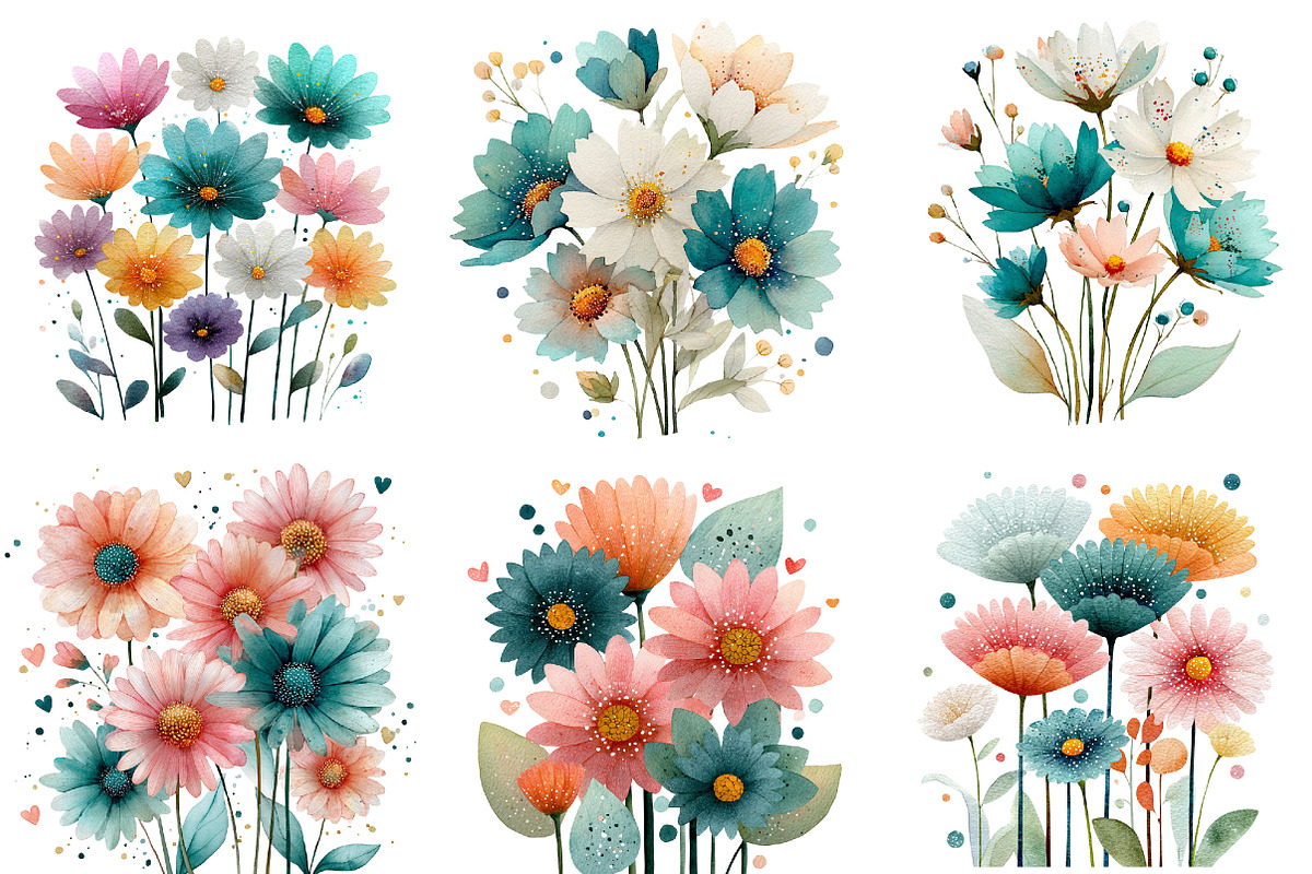 Whimsical spring daisy clipart, an Illustration by Designworld (Photo 4 of 4)