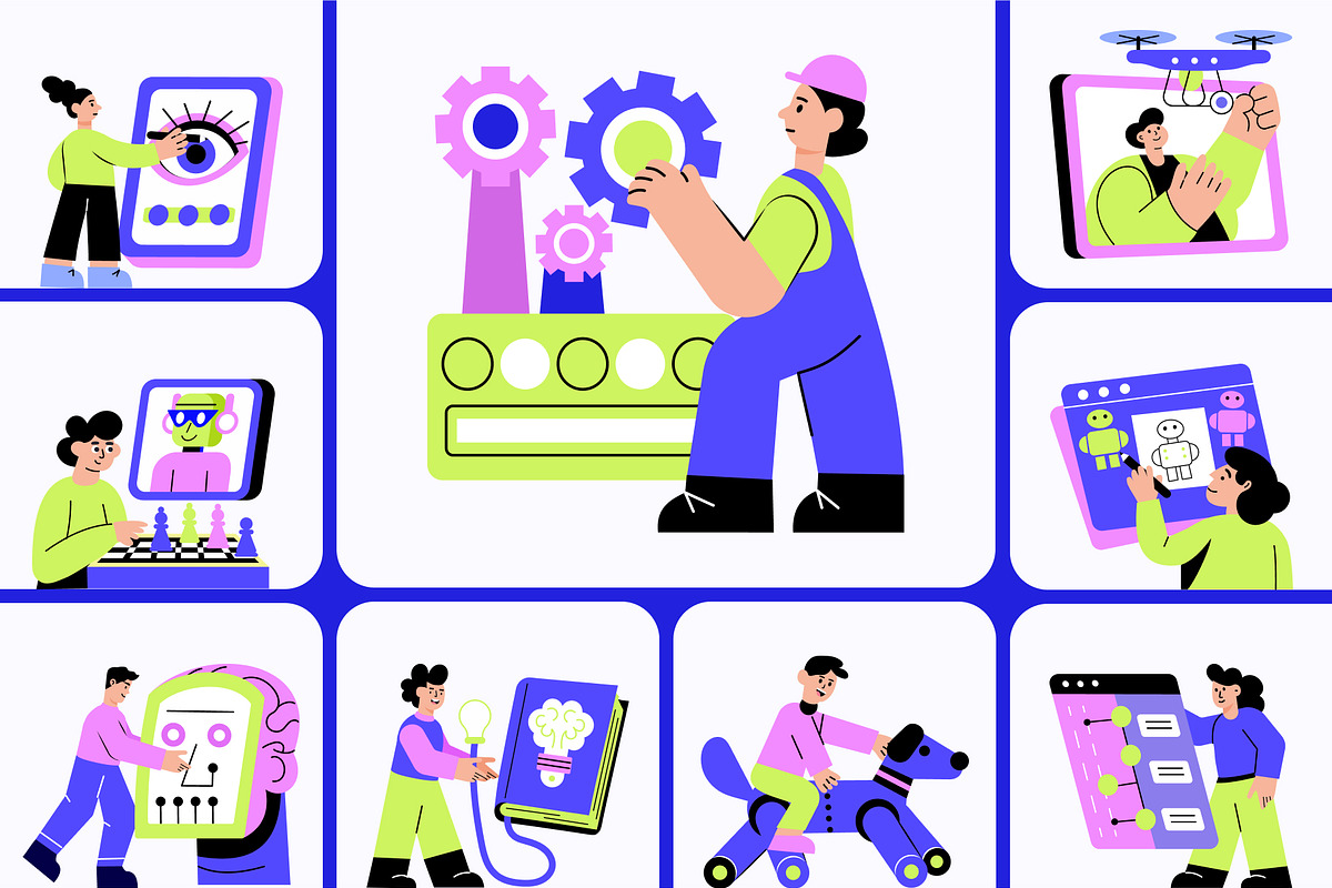 Machine Illustration Art Set, a Technology Illustration by Brickclay (Photo 5 of 9)