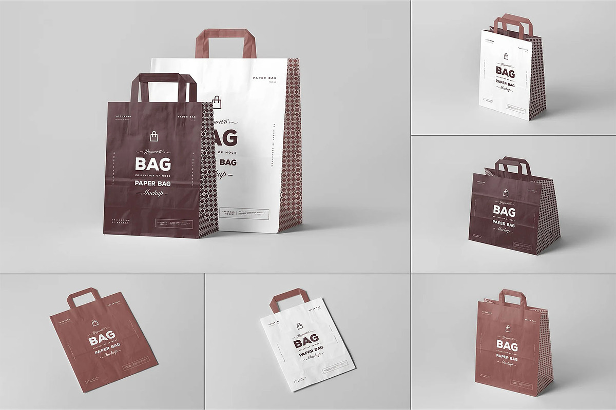 Paper Bag Mock-up, a Packaging Mockup by zippypixelstudio (Photo 1 of 12)