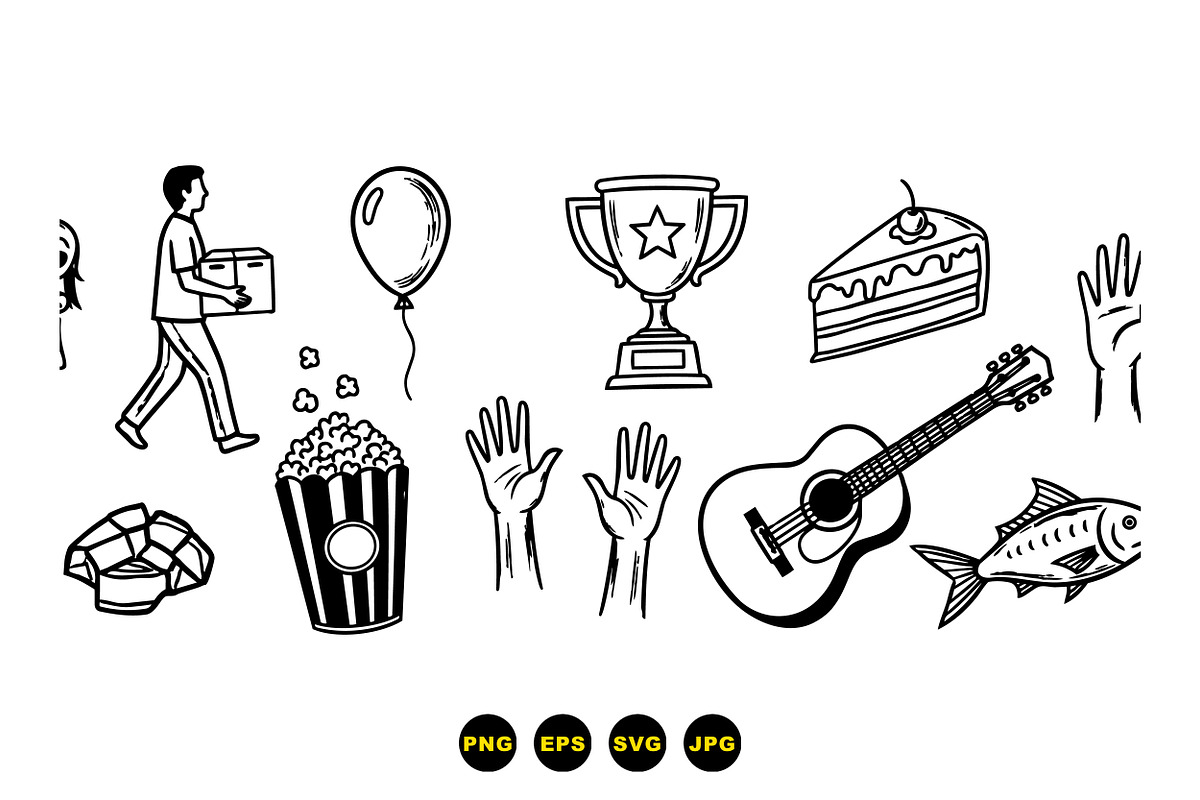 Hand Drawn Everyday Icon Set, an Illustration by designvectx (Photo 3 of 3)