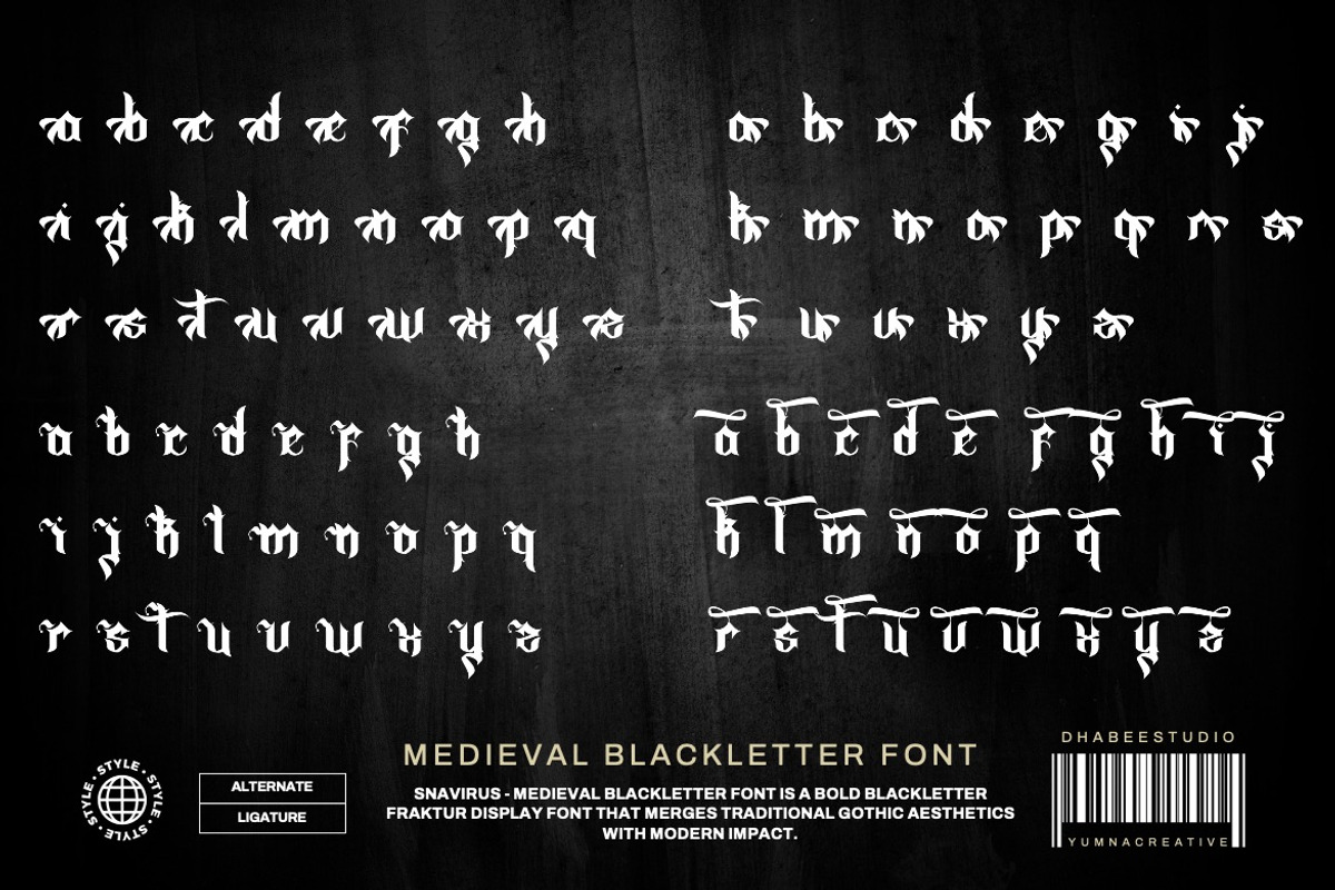 Snavirus - Medieval Blackletter Font, a Blackletter Font by Dhabee (Photo 2 of 16)