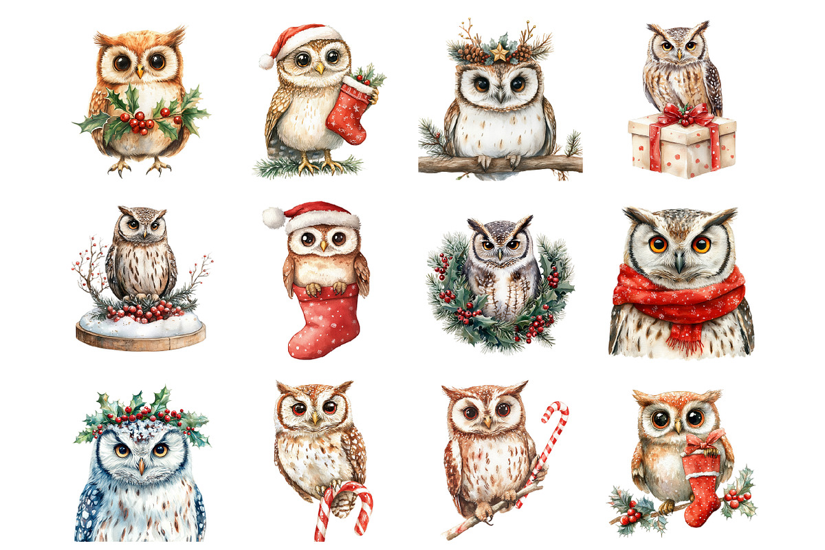Christmas Owls, an Illustration by Design Market (Photo 3 of 4)