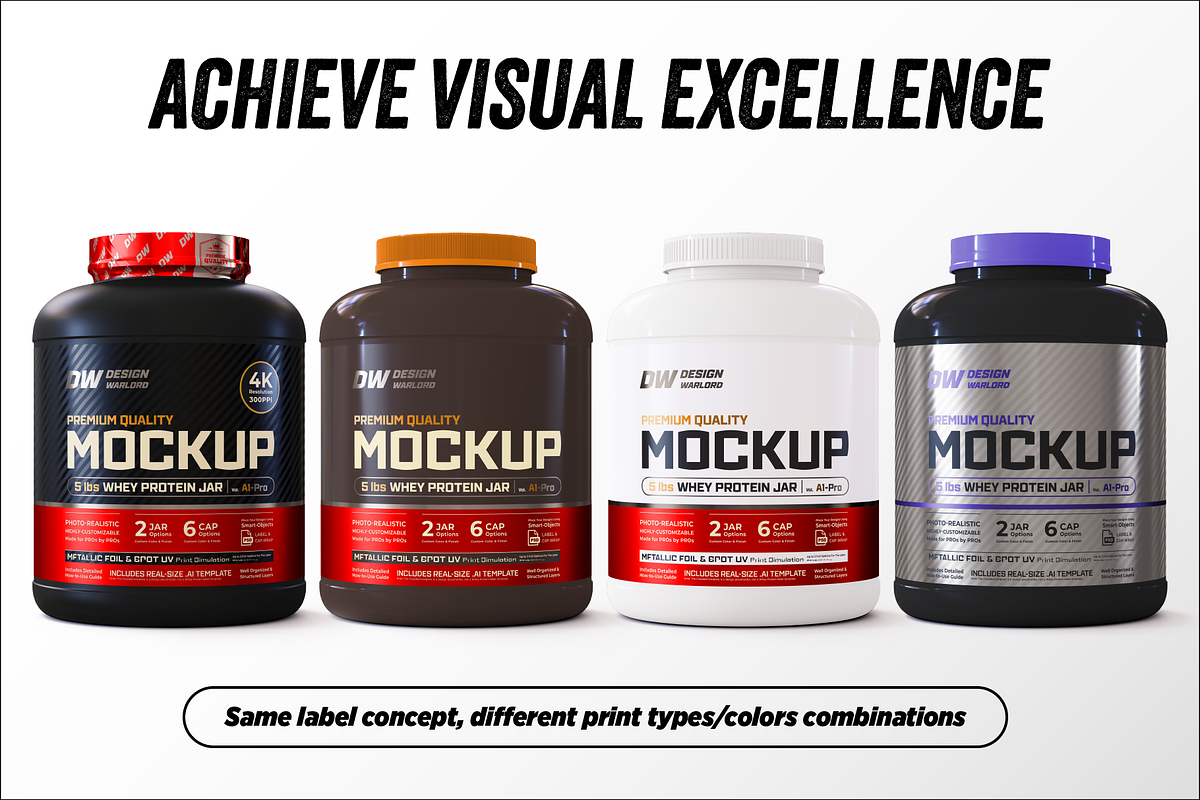 5lb Whey Protein Jar Mockup A1-Pro, a Packaging Mockup by Design Warlord (Photo 9 of 16)