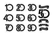Set of anniversary pictogram icon., an Icon by Vector photo shop (Thumbnail 1 of 2)