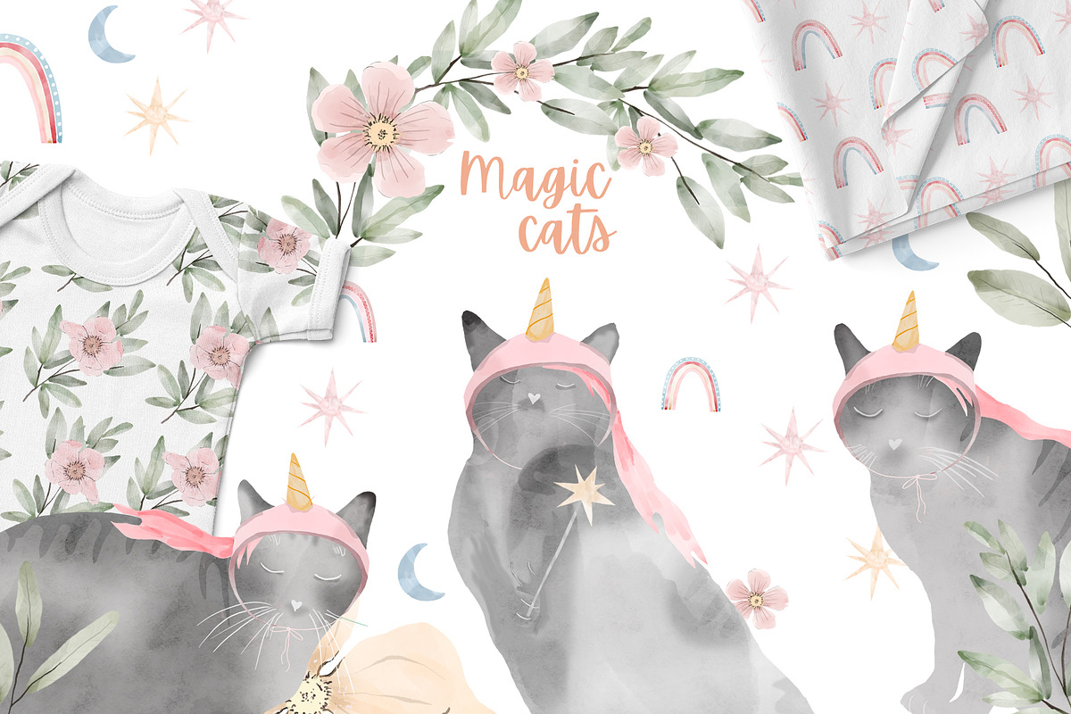 Magic Cats Clipart, an Illustration by natalisart (Photo 1 of 14)