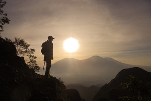 Silhouette People on Mountain