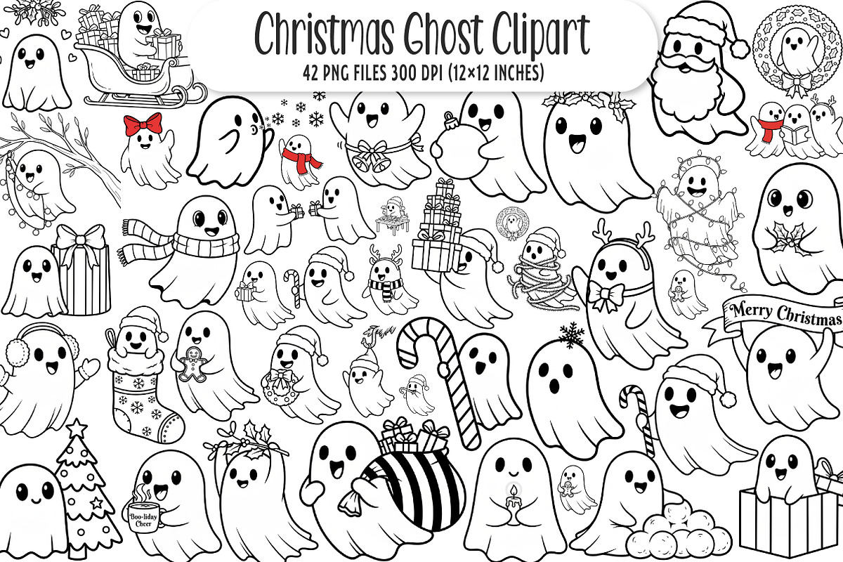 Christmas Ghost Clipart, an Illustration by SinaCreation (Photo 1 of 7)