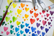 90 colorful watercolor hearts, an Object Graphic by Olga Bonitas (Thumbnail 3 of 4)