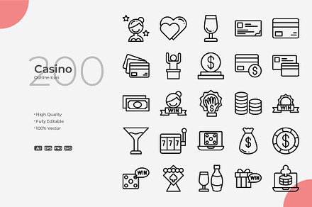 Casino Outline Icons, an Outline Icon by Bloodline