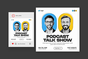Podcast Talk Show Social Media Post, a Social Media Template by Saman Osama