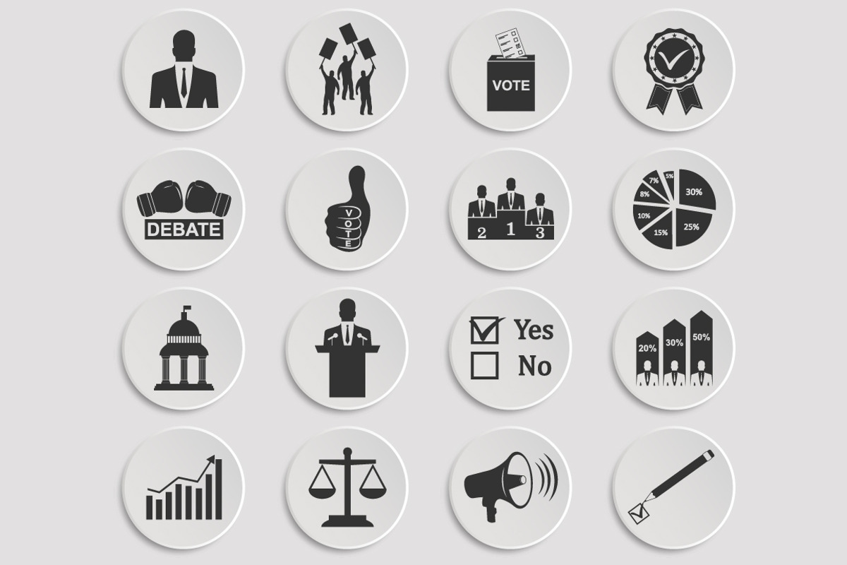 Politics, Voting and elections icons, a Graphic by Tomass2015