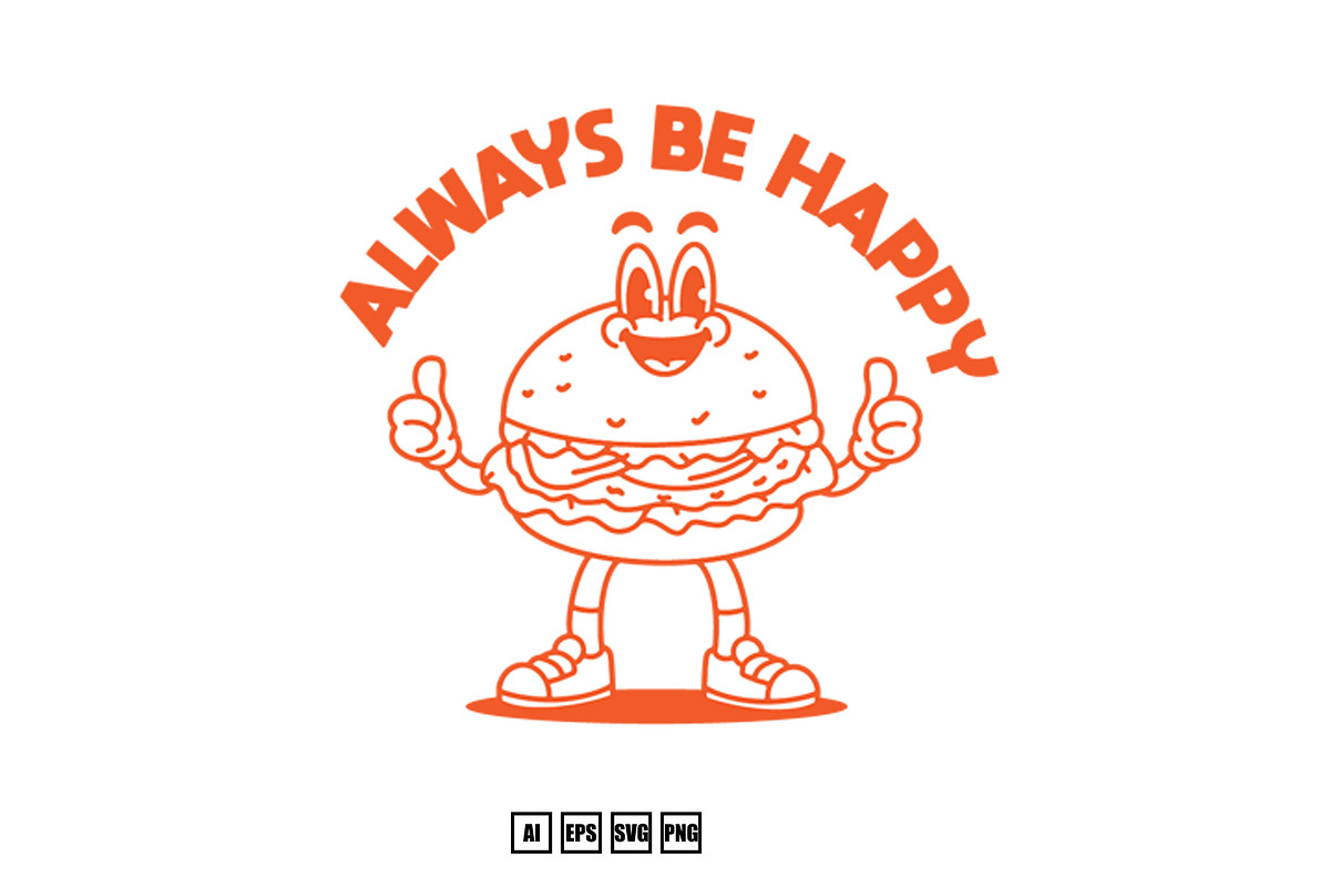 Set Line Art Vector Mascot Burger, an Illustration by kalehstudio (Photo 4 of 5)