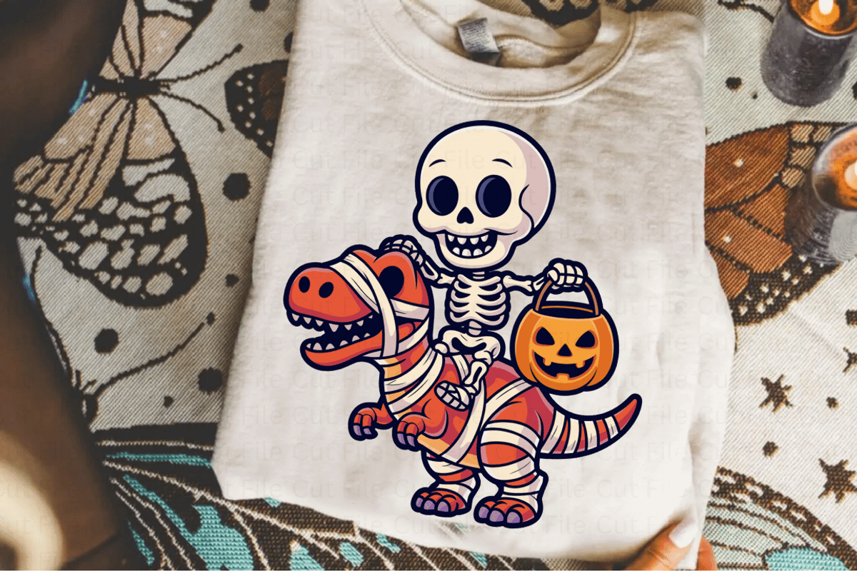 Skeleton Dinosaur T-Rex Halloween PN, a Graphic by Cut File (Photo 3 of 5)