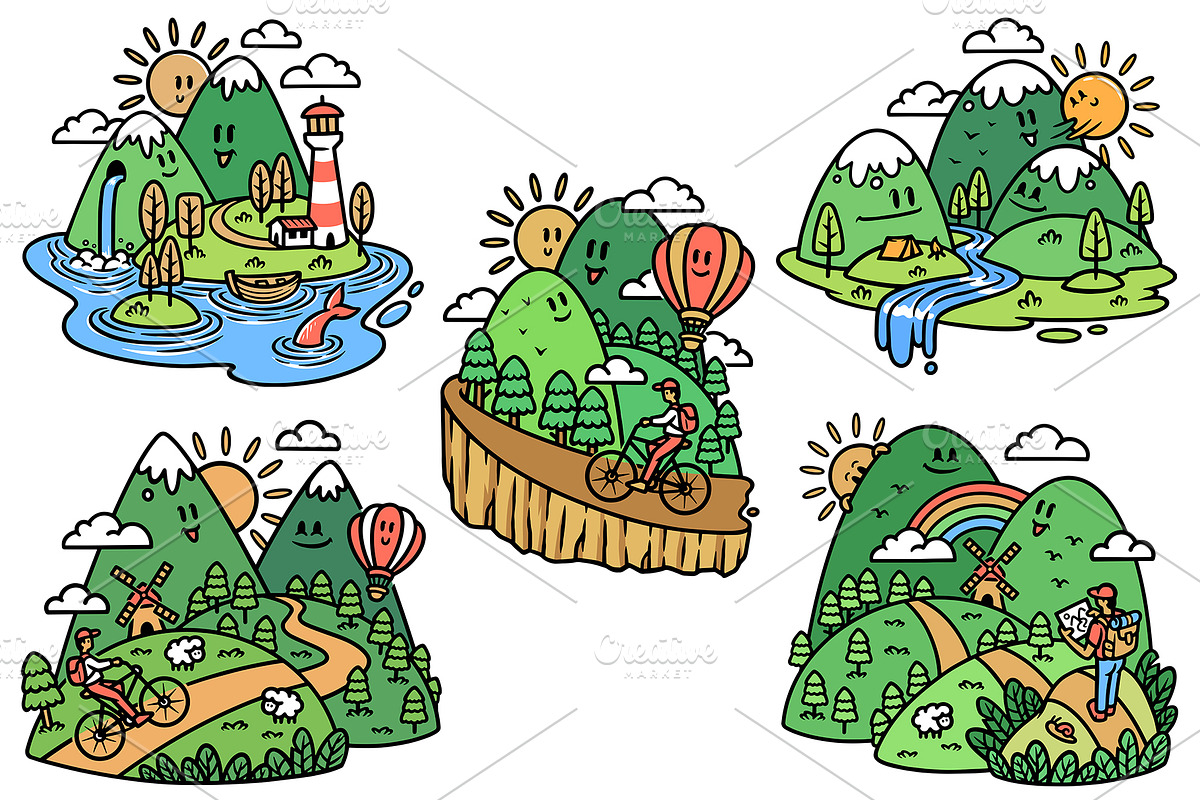 Cute mountain 10 illustrations, an Object Illustration by gunaonedesign (Photo 3 of 8)