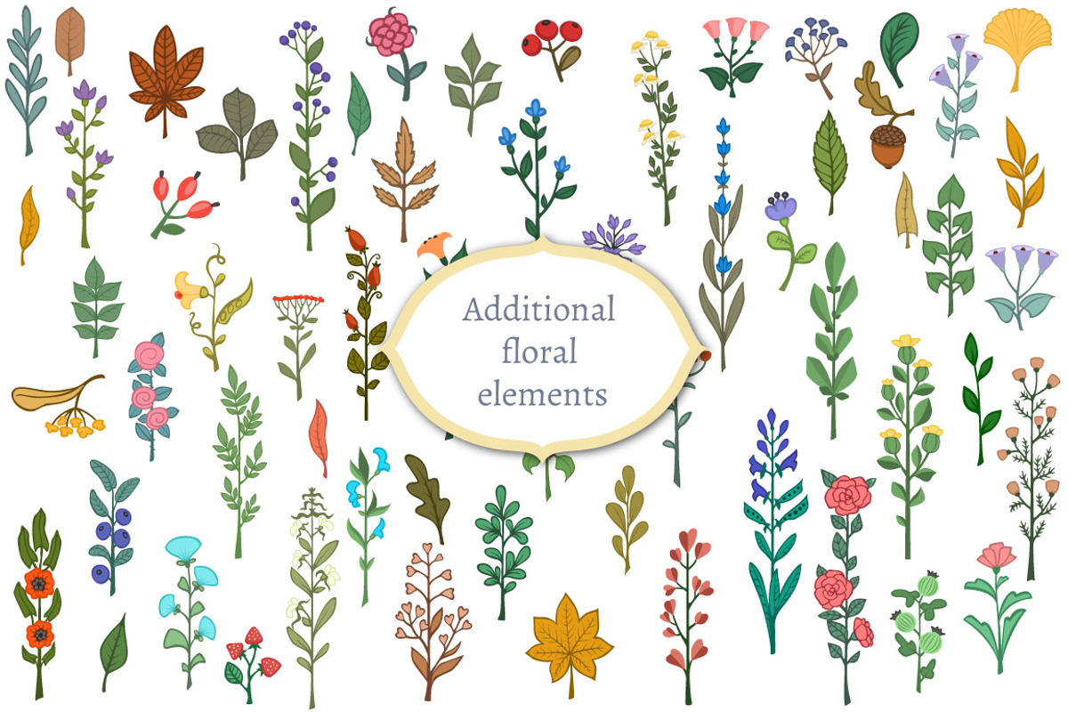 Color floral brushes and elements AI preview 3