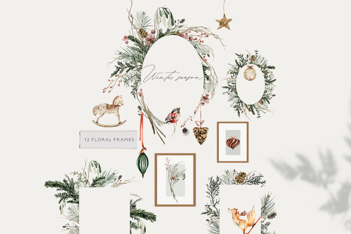 Christmas animals Winter woodland, an Animal Illustration by 60secondsArt (Photo 4 of 15)