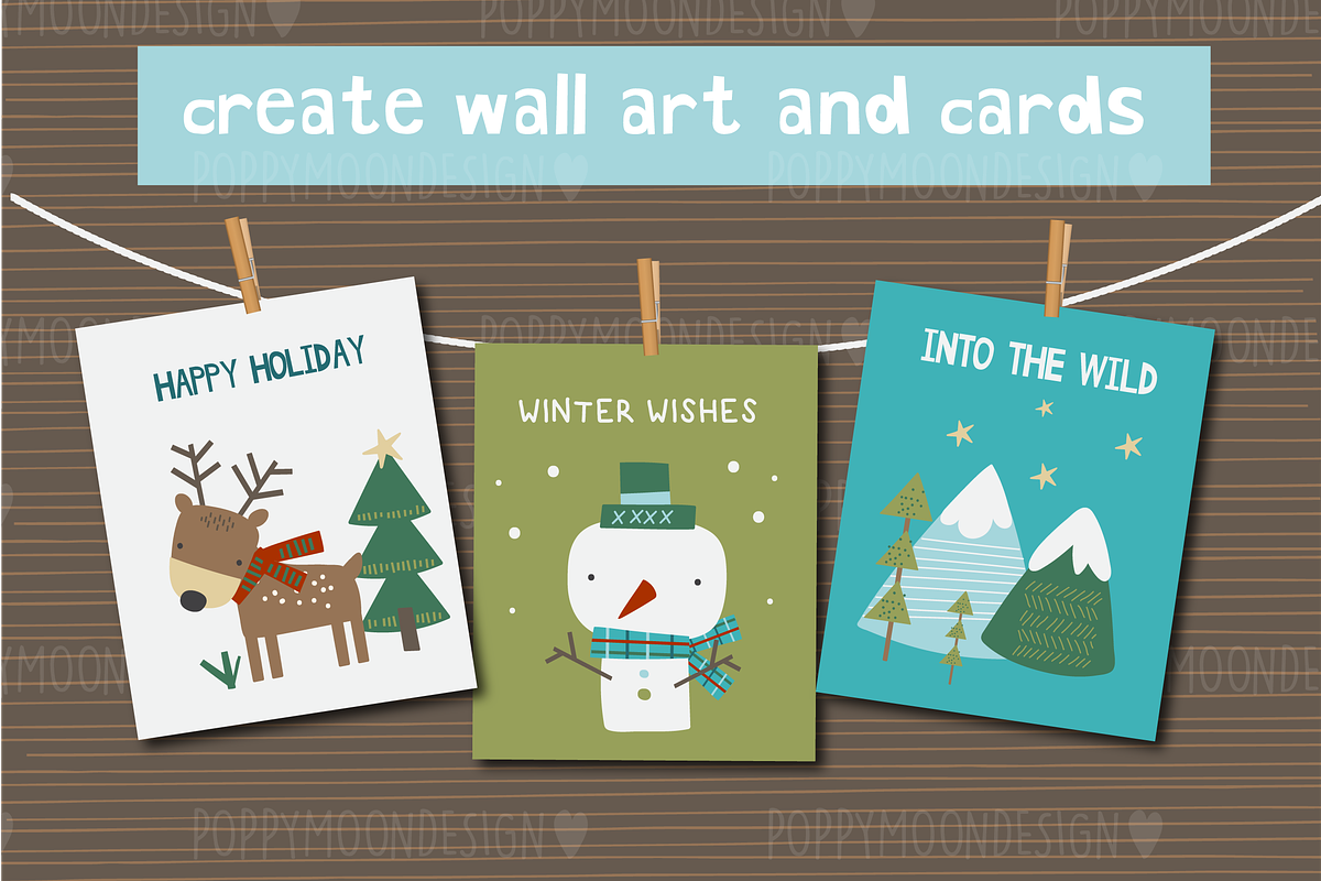 Winter Woods clipart set, a Seasonal Illustration by Poppymoondesign (Photo 2 of 3)