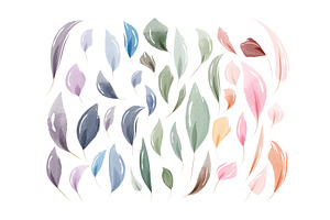 Soft watercolor leaves set featuring, an Illustration by okskukuruza