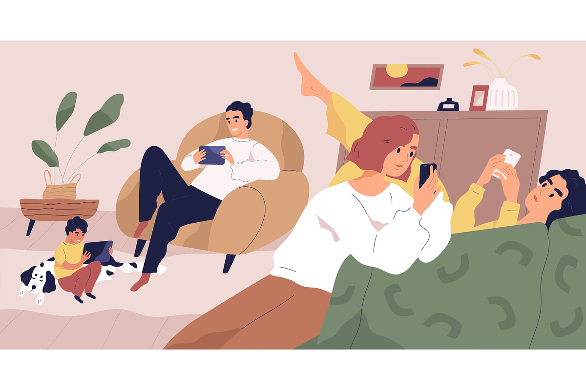 Family gadget addiction concept, a Technology Illustration by Good Studio (Photo 2 of 3)
