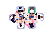 People work at table, top view set, a Work Illustration by PaperTrident (Thumbnail 6 of 9)