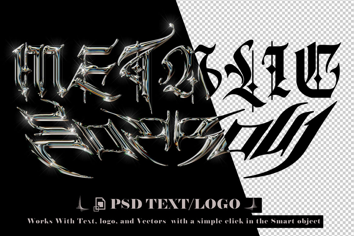 Elegant Metal Chrome Text Effect, a Layer Style Add-On by one-touch (Photo 3 of 3)