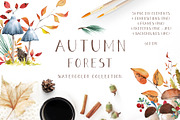Watercolor autumn forest, a Seasonal Illustration by LeriaArt watercolor (Thumbnail 1 of 9)
