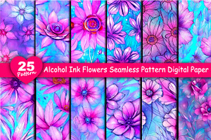 Pastel Alcohol Ink Flowers Pattern