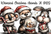 Whimsical Christmas Animals Clipart, an Illustration by DreamArtGraphic (Thumbnail 1 of 4)