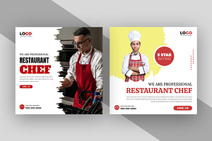 Restaurant Chef Social Media Post, a Social Media Template by nandinigraphics