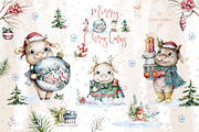 Christmas Story with Cute Bull's, an Animal Illustration by Ann Art Houze (Thumbnail 2 of 16)