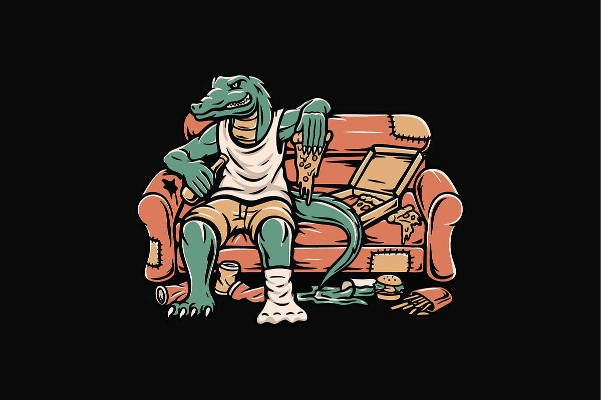 Lazy Alligator on Couch, an Object Illustration by nomlimo.com (Photo 1 of 3)