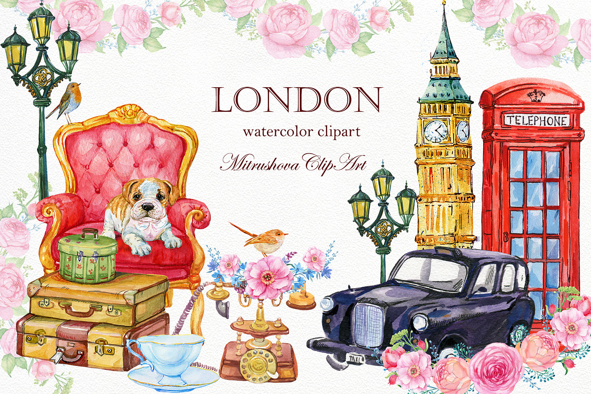 London Clipart Watercolor, an Illustration by MitrushovaArt (Photo 1 of 5)