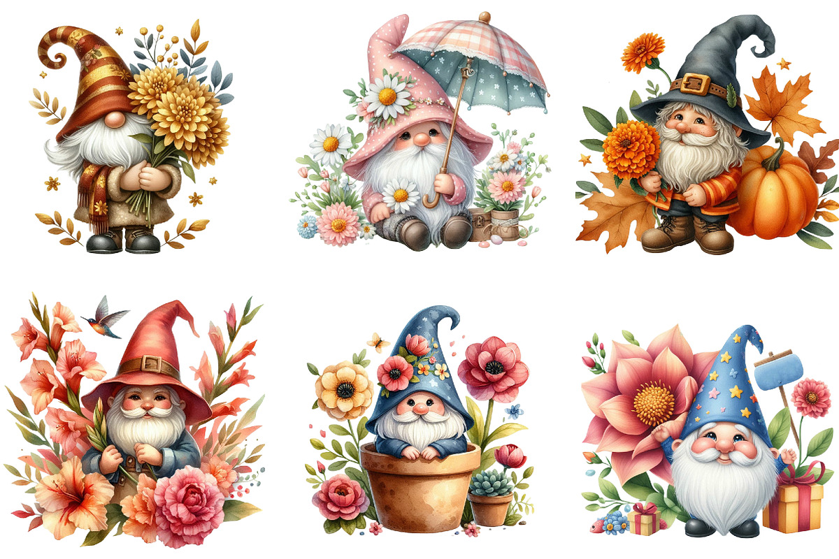 Birth Month Flower Gnome Sublimation, an Illustration by cherrydesign (Photo 2 of 3)