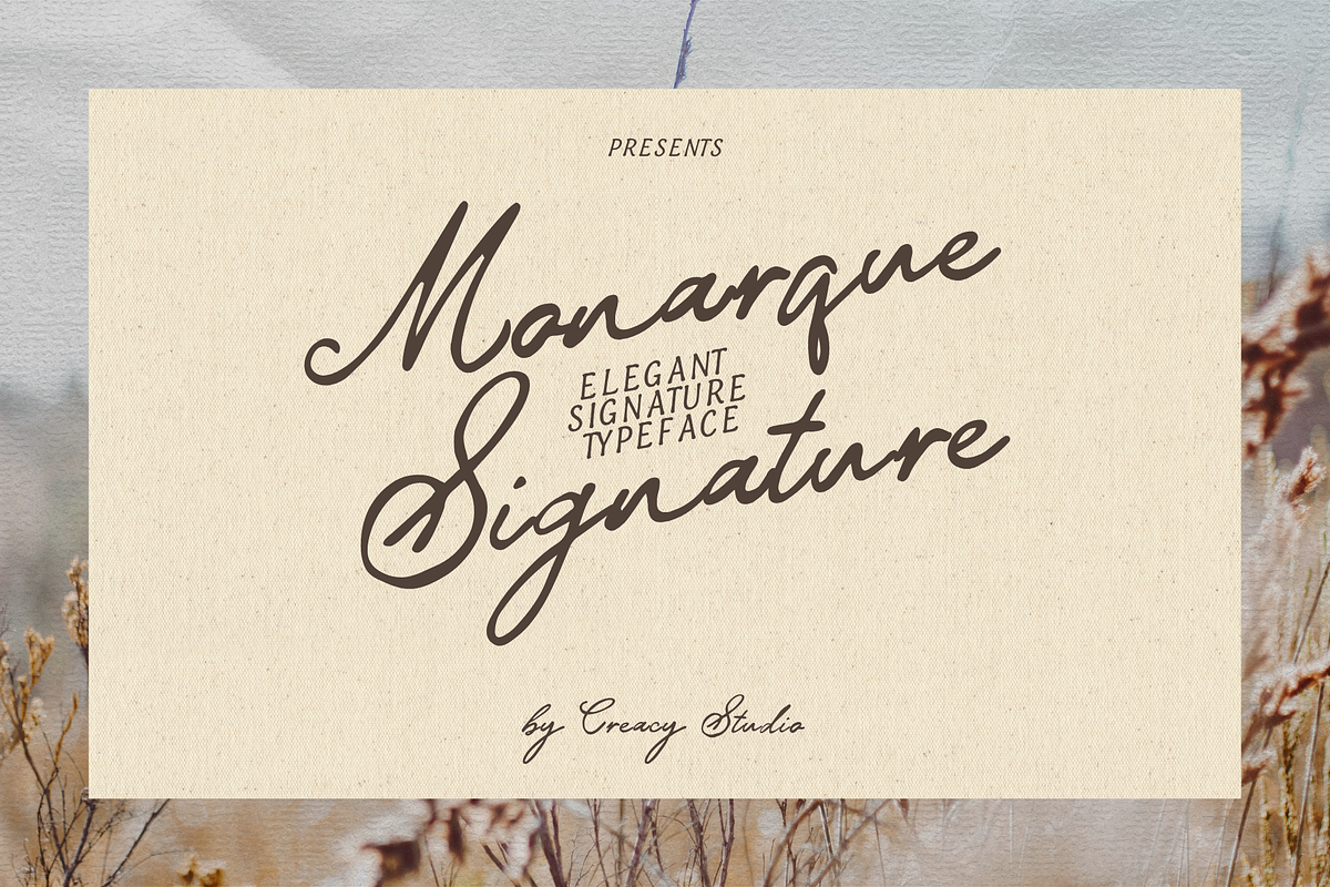 Monarque Signature Script Font, a Script Font by Creacy Studio (Photo 1 of 8)