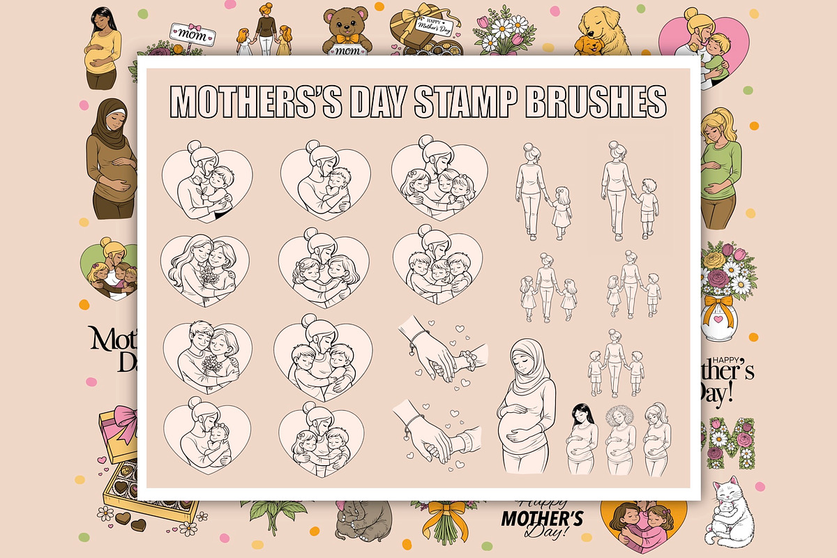 Procreate Mother’s Day stamp brushes, a Brush Add-On by PDknyStudio (Photo 3 of 5)