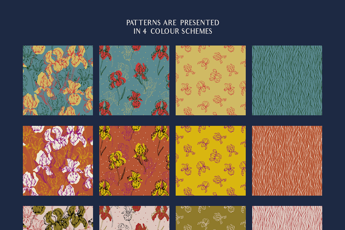 Iris Floral Seamless Patterns PSD, a Pattern Graphic by Julia M. Watercolor (Photo 2 of 15)